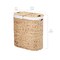 Seville Classics Natural Handwoven Lidded Oval Double Laundry Hamper, 22.75" W x 13" D x 24" H